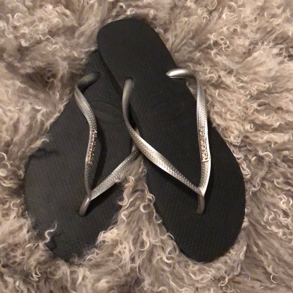 Havaianas Black with Silver Strap Flip Flops
